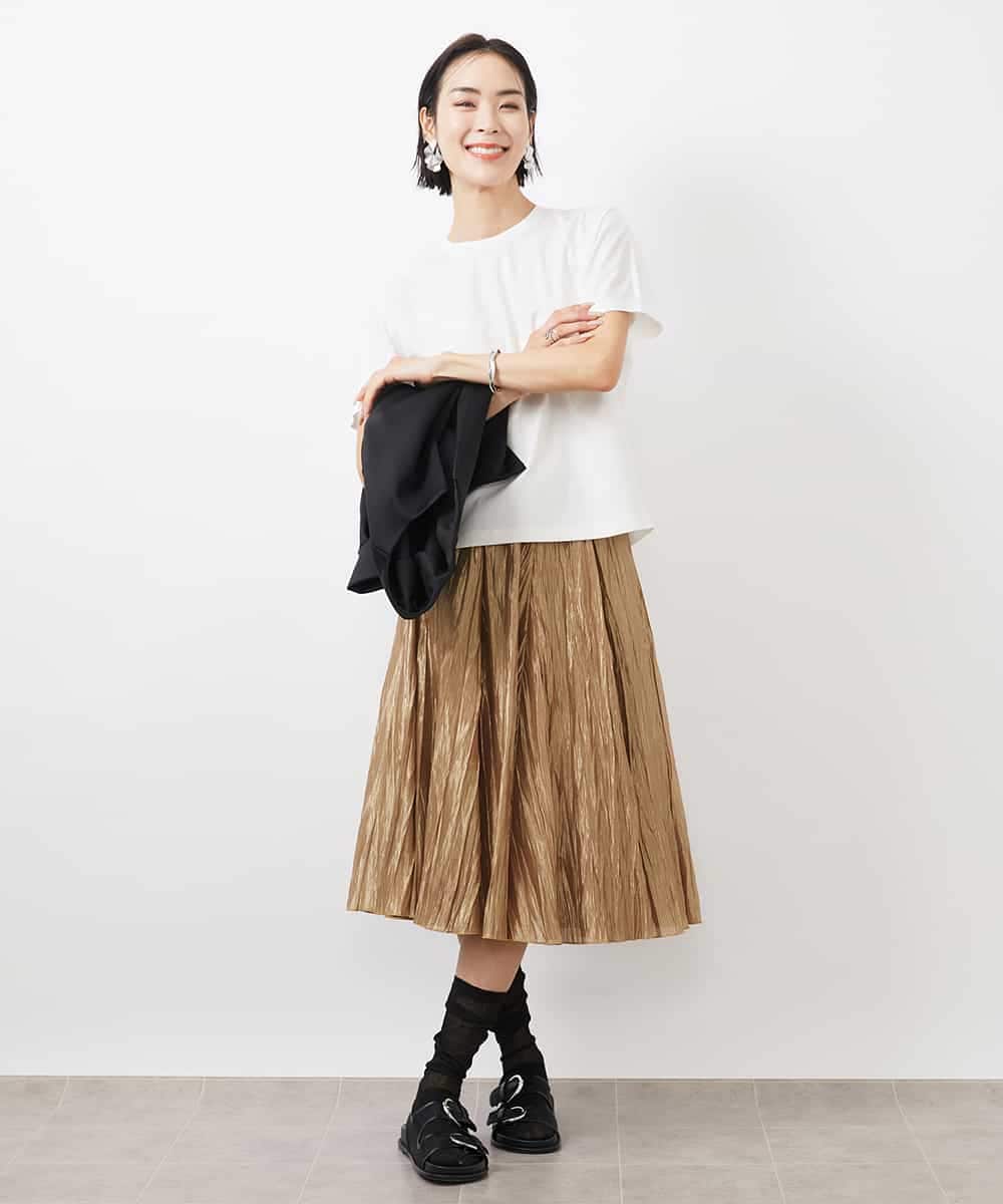 FMKGA05150 MICHEL KLEIN(ミッシェルクラン) ワンポイント刺繍Tシャツ(WEB限定カラーあり) ブラック