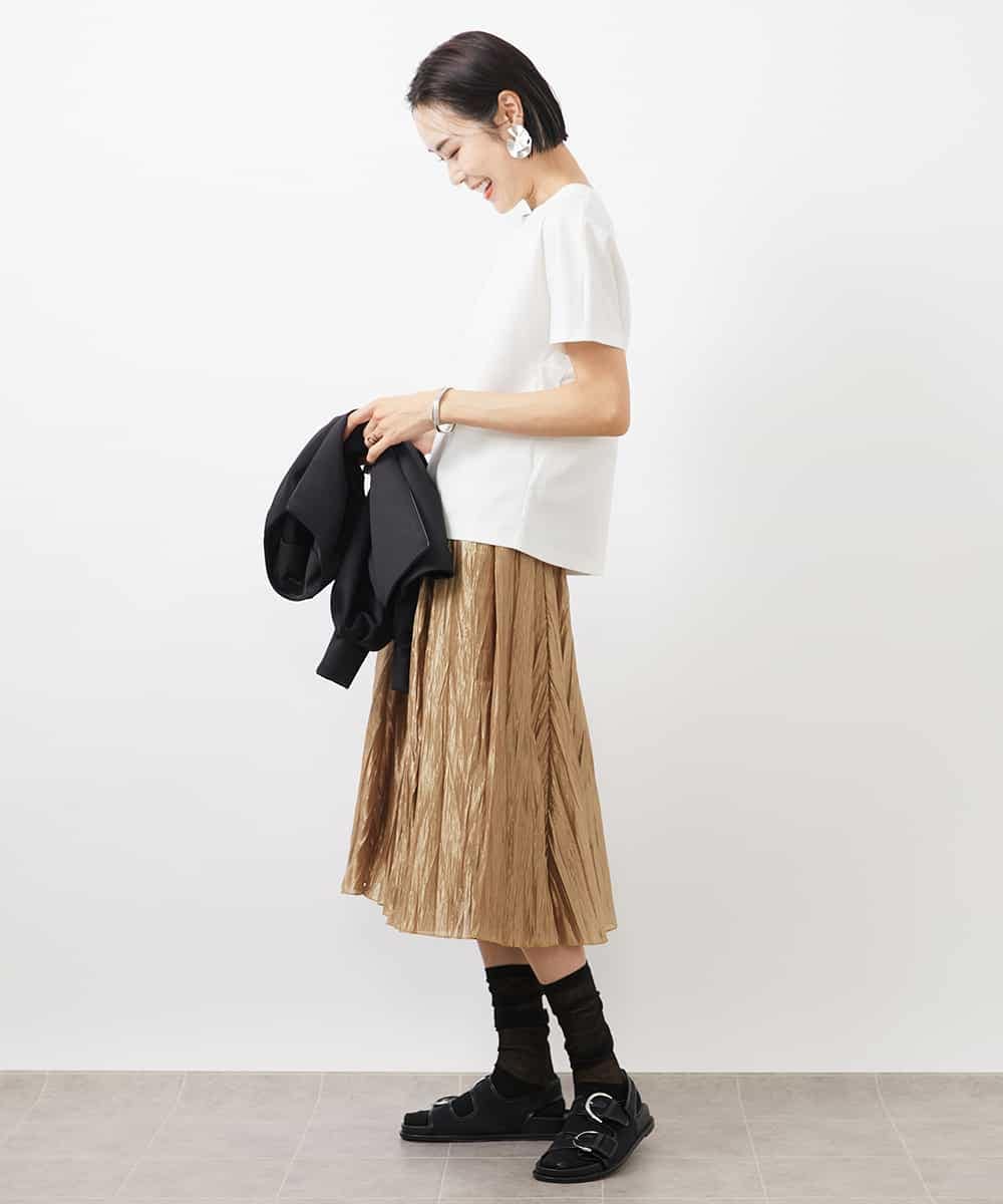 FMKGA05150 MICHEL KLEIN(ミッシェルクラン) ワンポイント刺繍Tシャツ(WEB限定カラーあり) ブラック