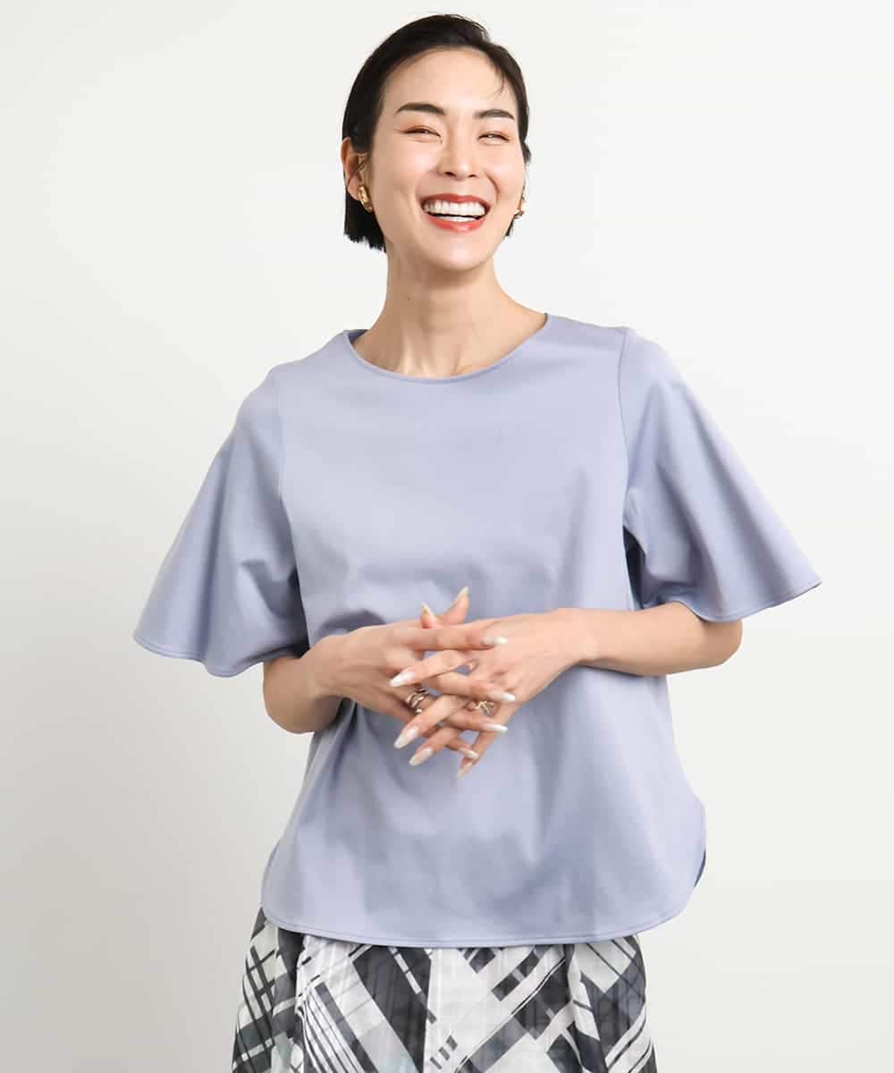 FMKGA15150 MICHEL KLEIN(ミッシェルクラン) [接触冷感]フレアスリーブカットソー ライトブルー