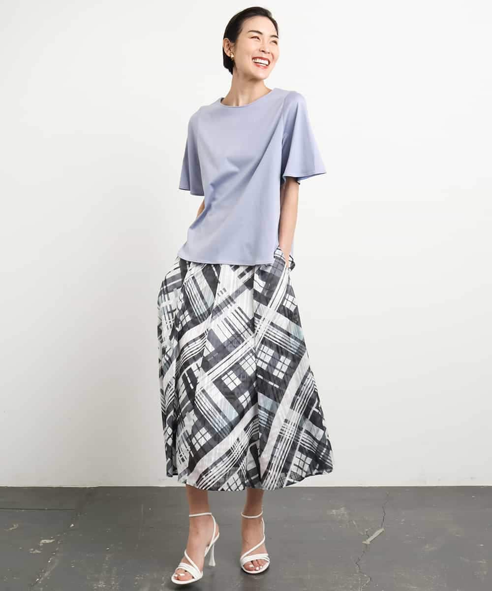 FMKGA15150 MICHEL KLEIN(ミッシェルクラン) [接触冷感]フレアスリーブカットソー ライトブルー