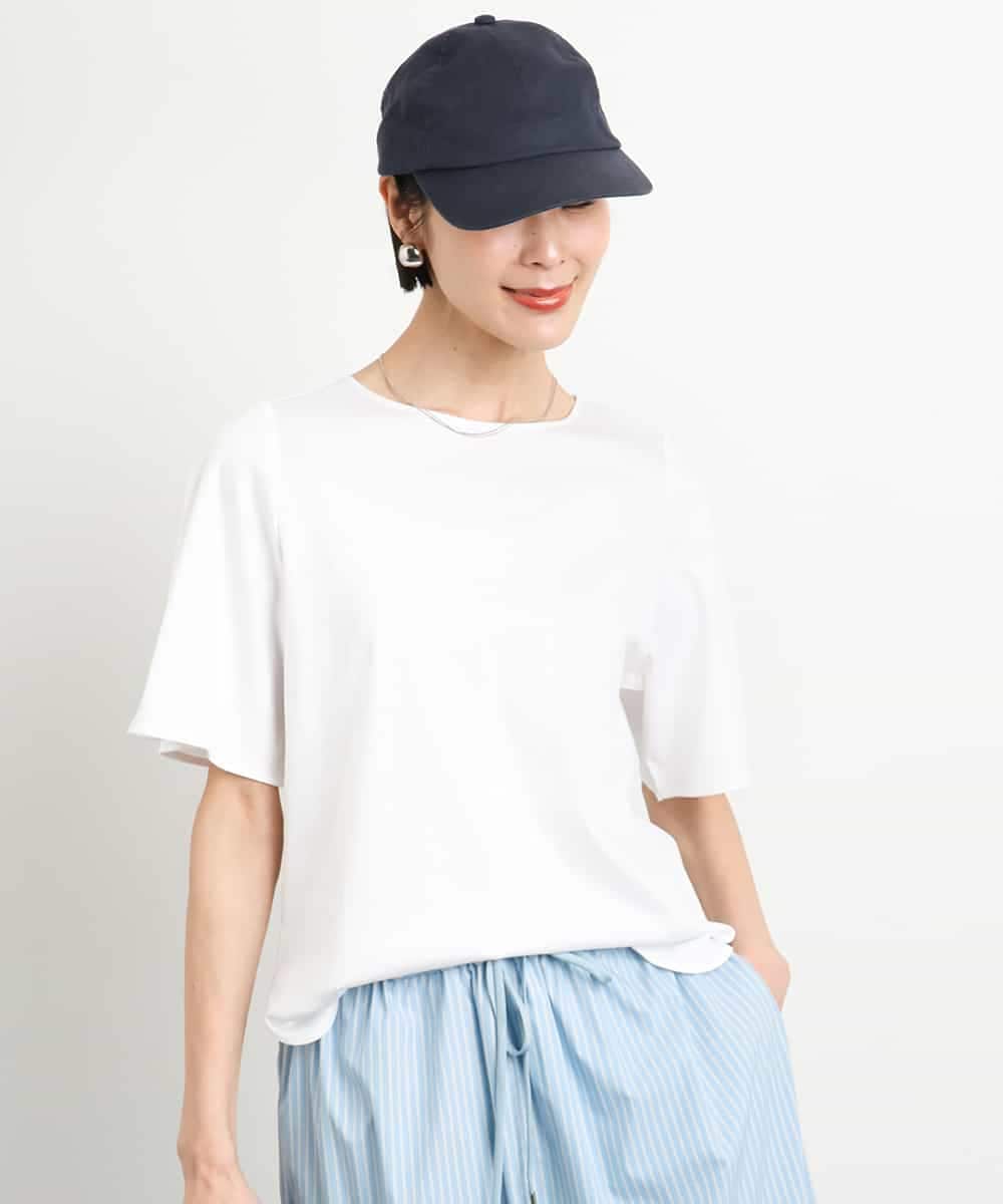 FMKGA15150 MICHEL KLEIN(ミッシェルクラン) [接触冷感]フレアスリーブカットソー ライトブルー