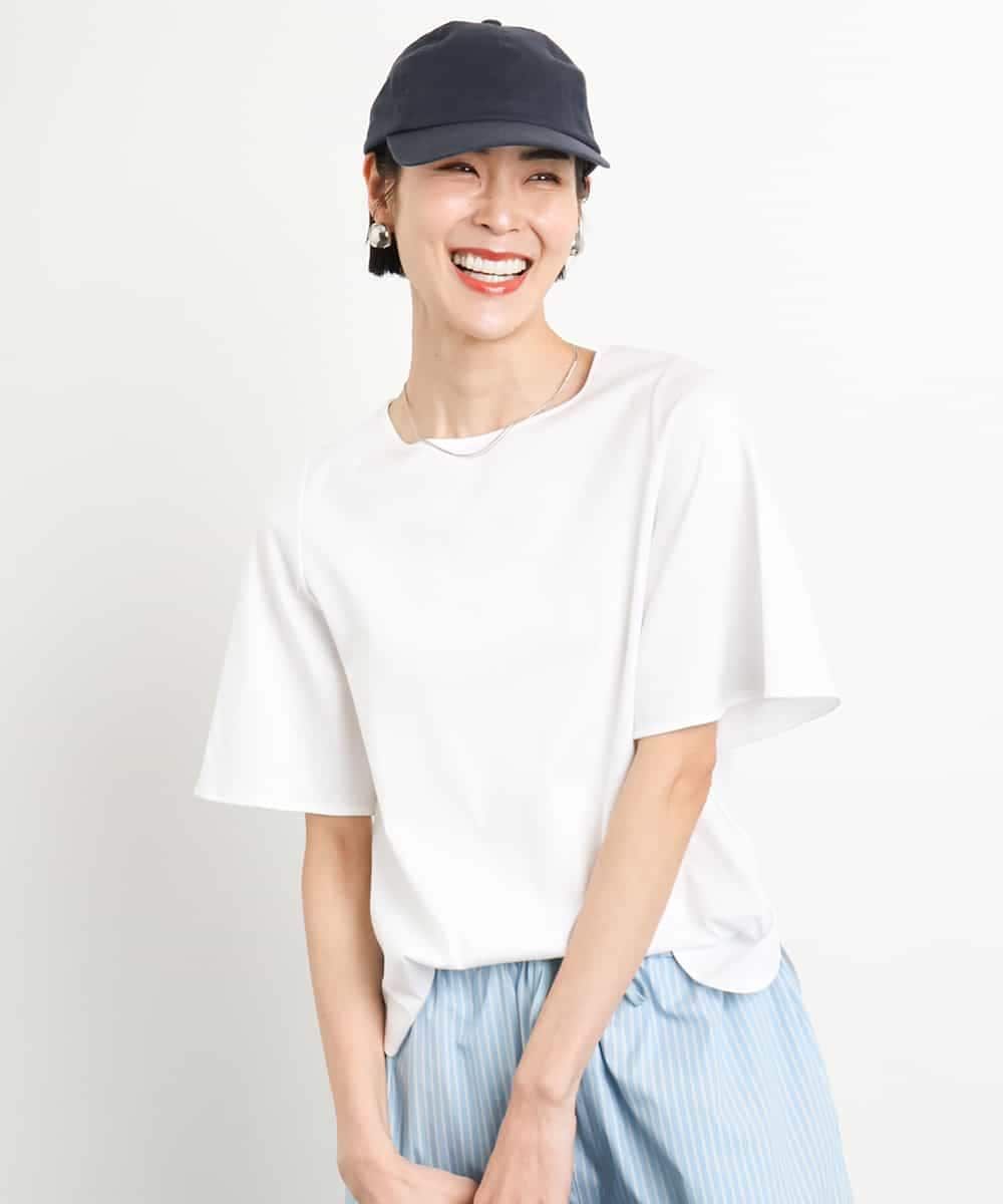 FMKGA15150 MICHEL KLEIN(ミッシェルクラン) [接触冷感]フレアスリーブカットソー ライトブルー