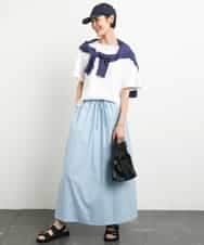 FMKGA15150 MICHEL KLEIN(ミッシェルクラン) [接触冷感]フレアスリーブカットソー ライトブルー