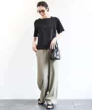 FMKGA15150 MICHEL KLEIN(ミッシェルクラン) [接触冷感]フレアスリーブカットソー ライトブルー