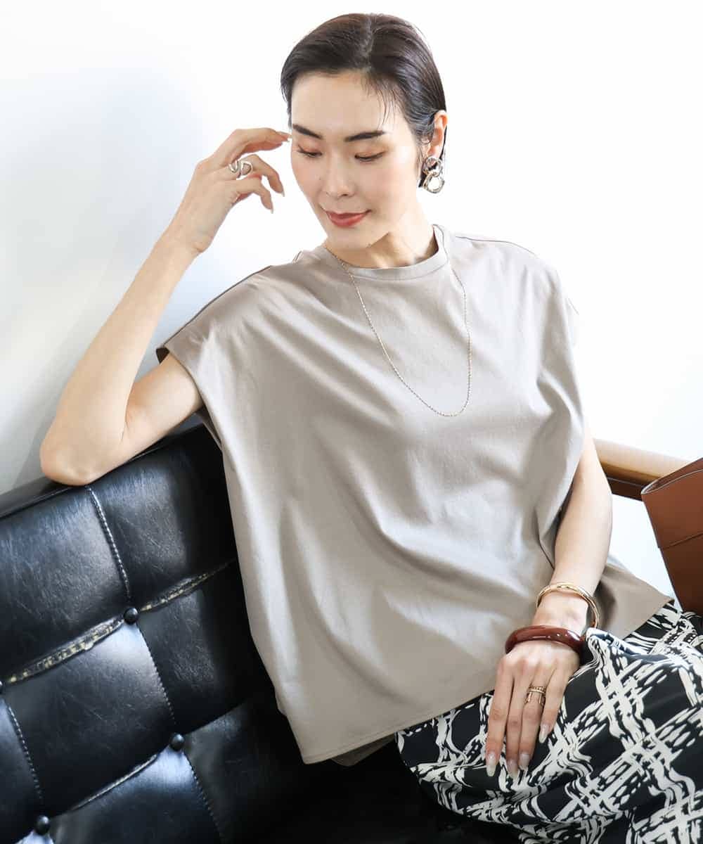 FMKGA16130 MICHEL KLEIN [接触冷感]フレンチスリーブカットソー