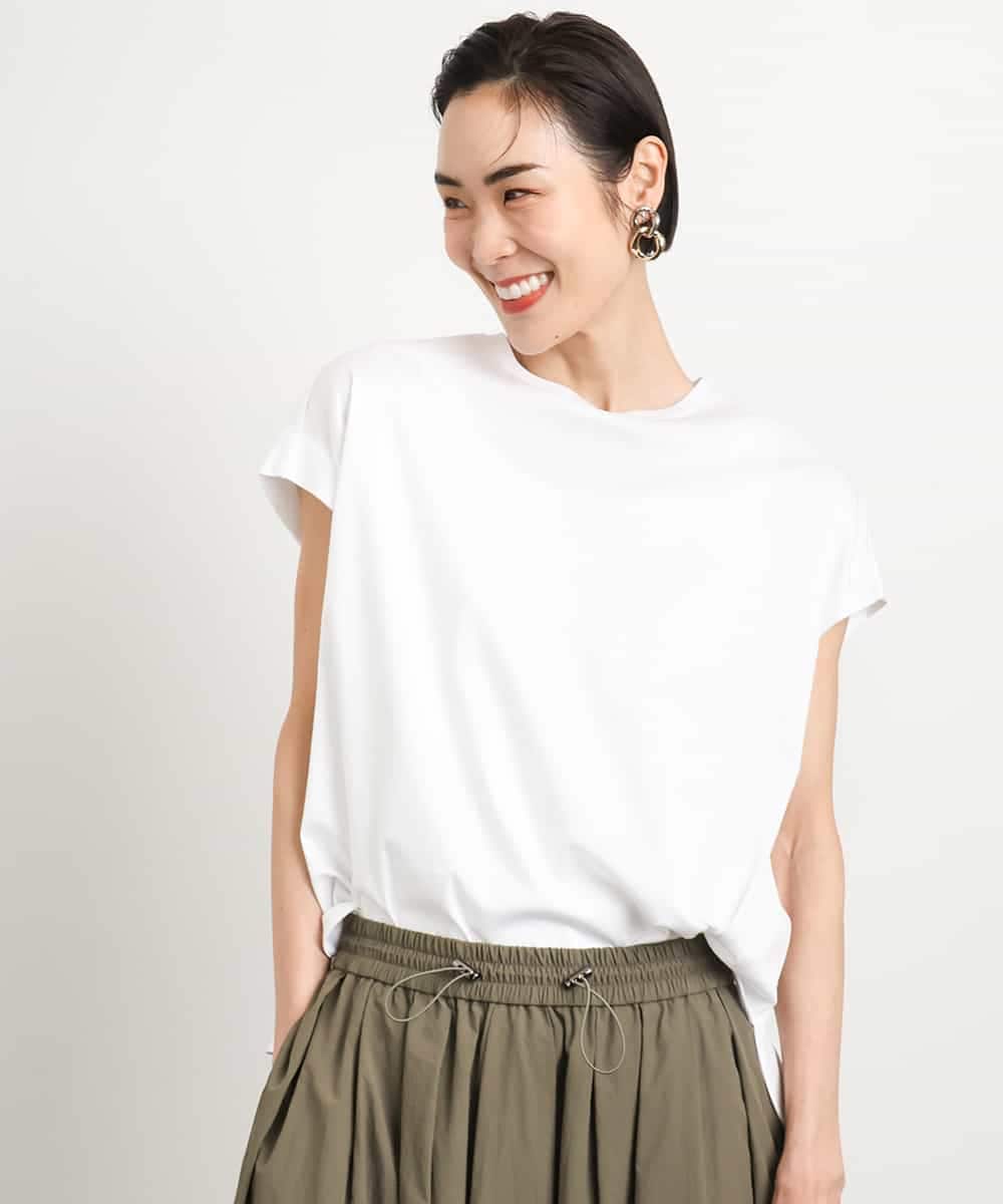 FMKGA16130 MICHEL KLEIN [接触冷感]フレンチスリーブカットソー