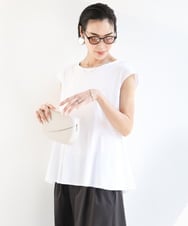 FMKGA19130 MICHEL KLEIN(ミッシェルクラン) [WEB限定/接触冷感]フレンチスリーブペプラムカットソー ホワイト