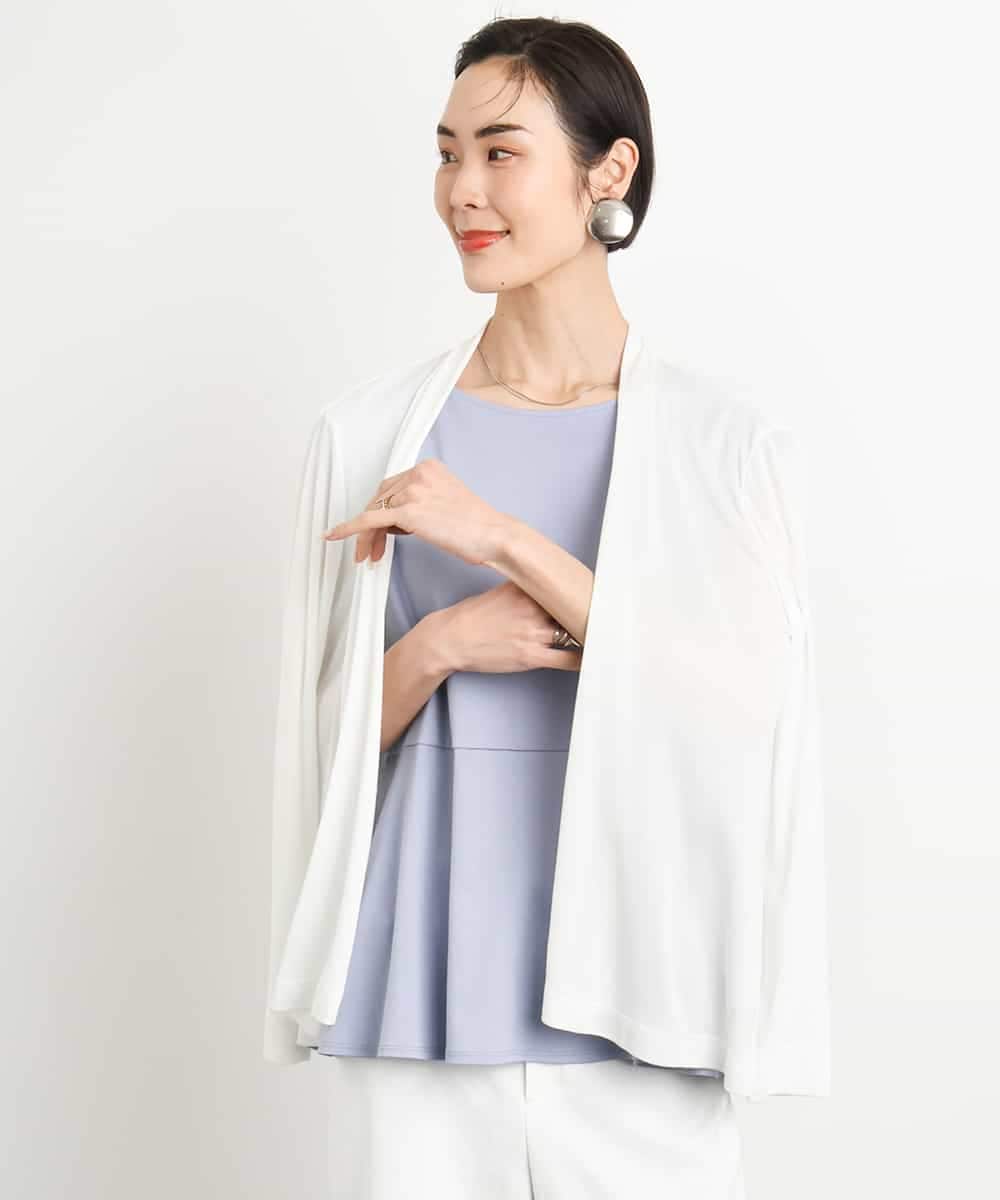 FMKGA19130 MICHEL KLEIN(ミッシェルクラン) [WEB限定/接触冷感]フレンチスリーブペプラムカットソー ライトブルー