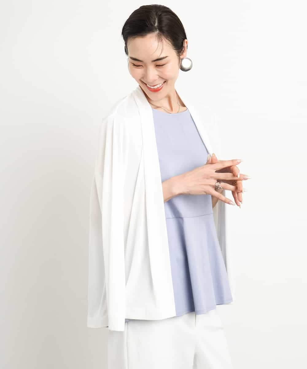 FMKGA19130 MICHEL KLEIN(ミッシェルクラン) [WEB限定/接触冷感]フレンチスリーブペプラムカットソー ライトブルー