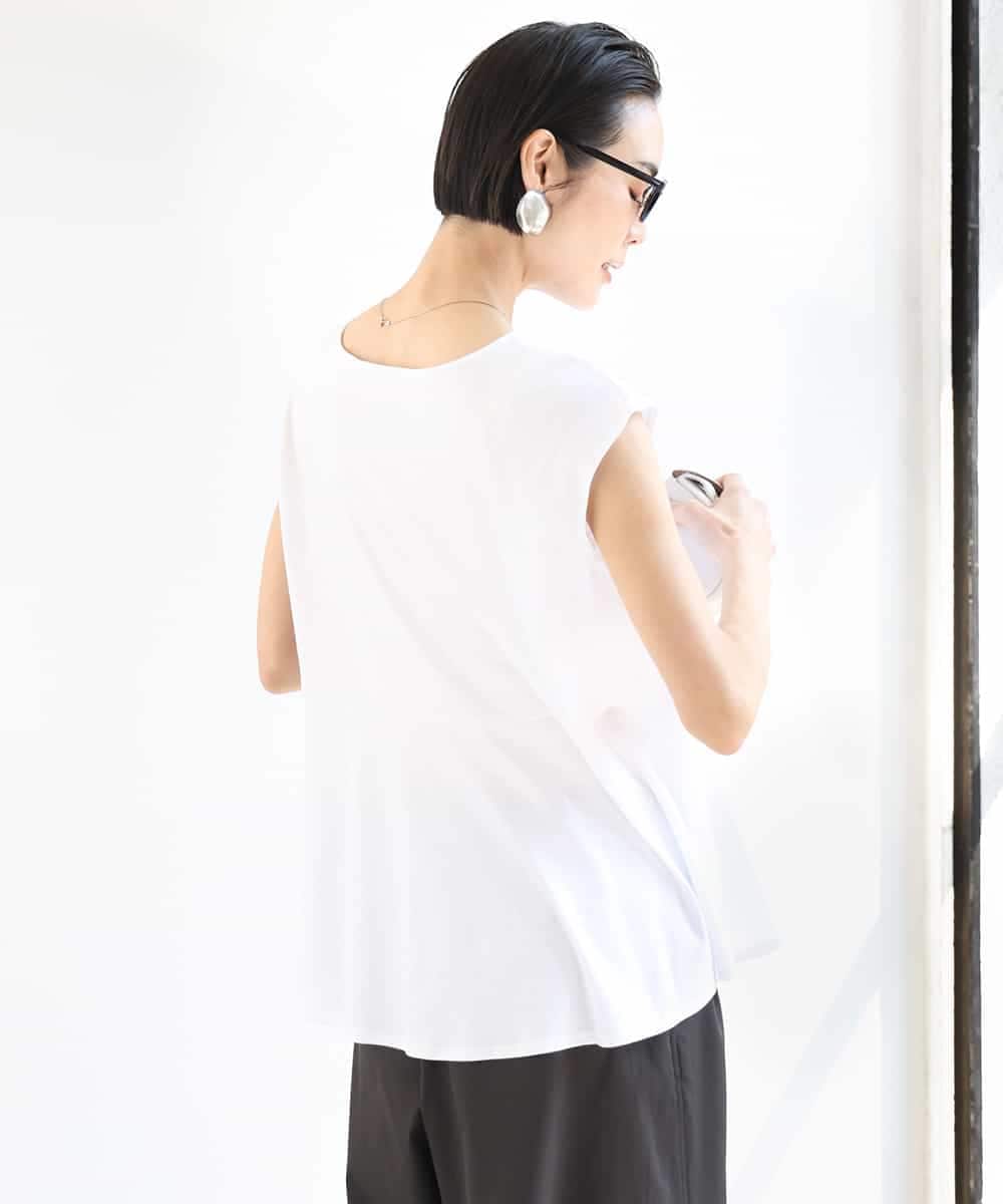 FMKGA19130 MICHEL KLEIN(ミッシェルクラン) [WEB限定/接触冷感]フレンチスリーブペプラムカットソー ライトブルー