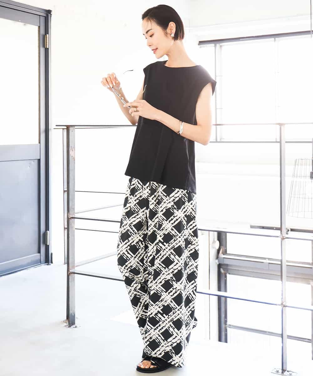 FMKGA19130 MICHEL KLEIN(ミッシェルクラン) [WEB限定/接触冷感]フレンチスリーブペプラムカットソー ライトブルー