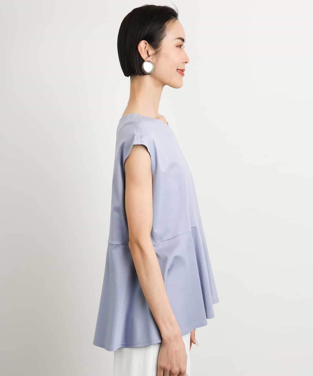 FMKGA19130 MICHEL KLEIN(ミッシェルクラン) [WEB限定/接触冷感]フレンチスリーブペプラムカットソー ライトブルー