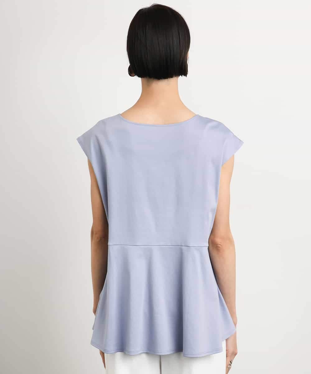 FMKGA19130 MICHEL KLEIN(ミッシェルクラン) [WEB限定/接触冷感]フレンチスリーブペプラムカットソー ライトブルー