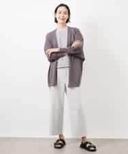 FMKGB05150 MICHEL KLEIN(ミッシェルクラン) ワンポイント刺繍ボーダーTシャツ ホワイト×ブラック