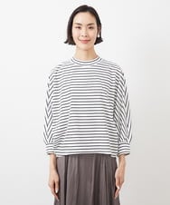 FMKGB10160 MICHEL KLEIN(ミッシェルクラン) ドルマンスリーブボーダーカットソー ホワイト×ブラック