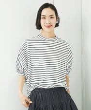 FMKGB10160 MICHEL KLEIN(ミッシェルクラン) ドルマンスリーブボーダーカットソー ホワイト×ブラック