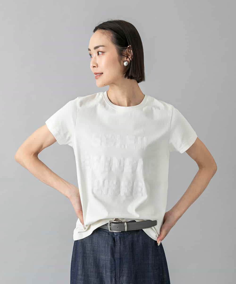 FMKGD01120 MICHEL KLEIN(ミッシェルクラン) クラックプリントロゴTシャツ ホワイト