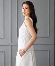 FMKGD02110 MICHEL KLEIN(ミッシェルクラン) [遮熱効果素材]スクエアネックタンクトップ ホワイト