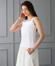 FMKGD02110 MICHEL KLEIN(ミッシェルクラン) [遮熱効果素材]スクエアネックタンクトップ ホワイト