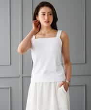 FMKGD02110 MICHEL KLEIN(ミッシェルクラン) [遮熱効果素材]スクエアネックタンクトップ ホワイト