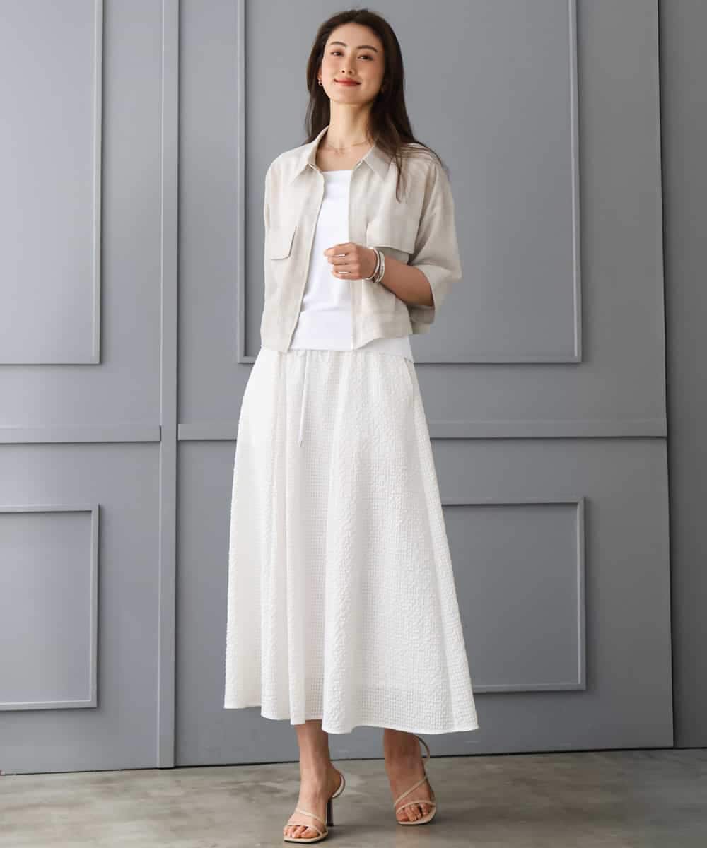 FMKGD02110 MICHEL KLEIN(ミッシェルクラン) [遮熱効果素材]スクエアネックタンクトップ ホワイト