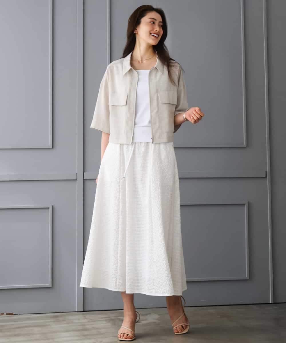 FMKGD02110 MICHEL KLEIN(ミッシェルクラン) [遮熱効果素材]スクエアネックタンクトップ ホワイト