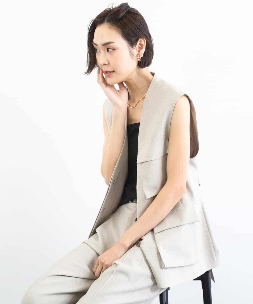 FMKGD02110 MICHEL KLEIN(ミッシェルクラン) [遮熱効果素材]スクエアネックタンクトップ ホワイト