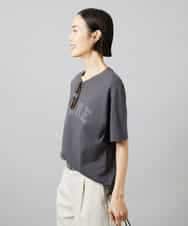 FMKGD02140 MICHEL KLEIN(ミッシェルクラン) ボクシ―ロゴＴシャツ ライトグレー