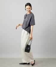 FMKGD02140 MICHEL KLEIN(ミッシェルクラン) ボクシ―ロゴＴシャツ ライトグレー