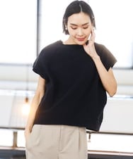 FMKGD03180 MICHEL KLEIN(ミッシェルクラン) オーガニックコットン フレンチスリーブプルオーバー ネイビー