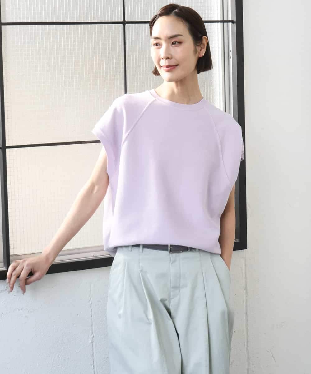 FMKGD03180 MICHEL KLEIN(ミッシェルクラン) オーガニックコットン フレンチスリーブプルオーバー ラベンダー