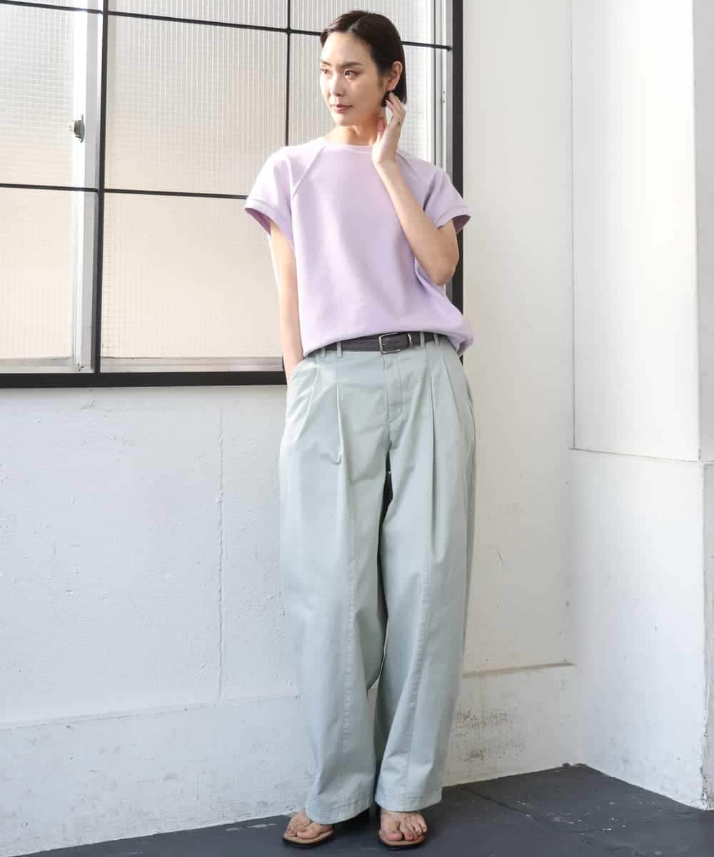 FMKGD03180 MICHEL KLEIN(ミッシェルクラン) オーガニックコットン フレンチスリーブプルオーバー ラベンダー