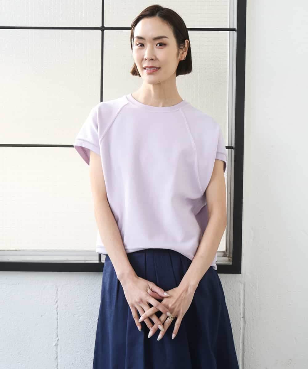 FMKGD03180 MICHEL KLEIN(ミッシェルクラン) オーガニックコットン フレンチスリーブプルオーバー ラベンダー