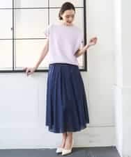 FMKGD03180 MICHEL KLEIN(ミッシェルクラン) オーガニックコットン フレンチスリーブプルオーバー ラベンダー