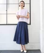 FMKGD03180 MICHEL KLEIN(ミッシェルクラン) オーガニックコットン フレンチスリーブプルオーバー ラベンダー