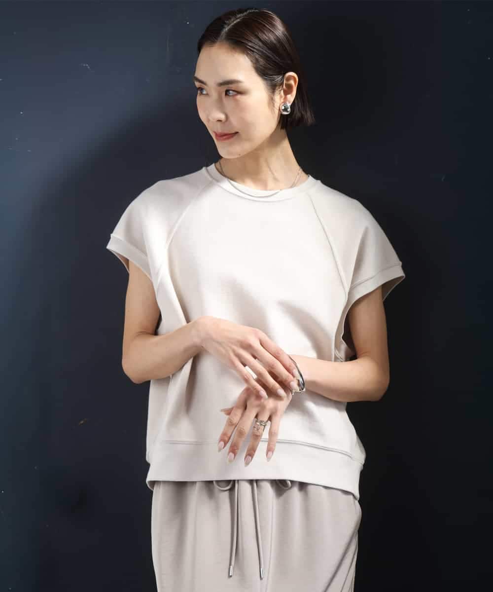 FMKGD03180 MICHEL KLEIN(ミッシェルクラン) オーガニックコットン フレンチスリーブプルオーバー ラベンダー