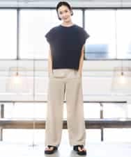 FMKGD03180 MICHEL KLEIN(ミッシェルクラン) オーガニックコットン フレンチスリーブプルオーバー ラベンダー