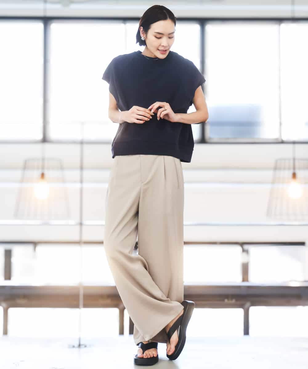 FMKGD03180 MICHEL KLEIN(ミッシェルクラン) オーガニックコットン フレンチスリーブプルオーバー ラベンダー