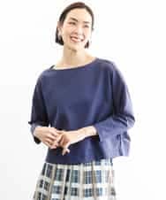 FMKGD04150 MICHEL KLEIN(ミッシェルクラン) タックデザイン バスクTシャツ ブルー