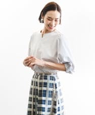 FMKGD05180 MICHEL KLEIN(ミッシェルクラン) 異素材スリーブカットソー ネイビー