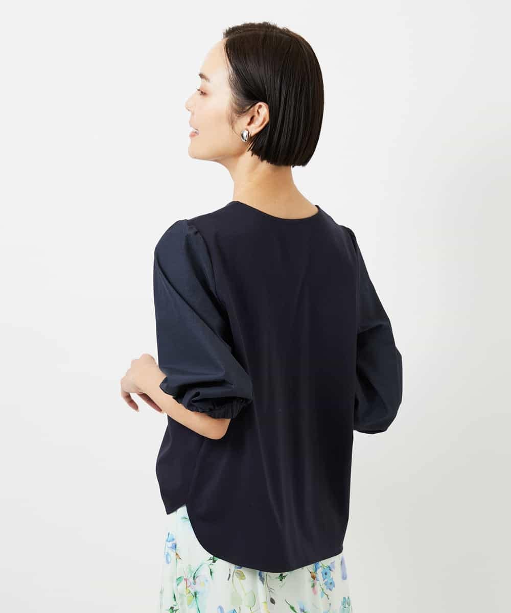 FMKGD05180 MICHEL KLEIN(ミッシェルクラン) 異素材スリーブカットソー ネイビー