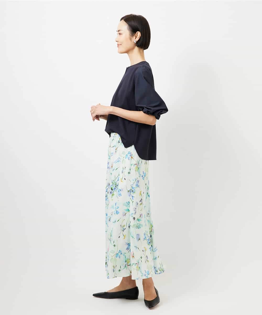 FMKGD05180 MICHEL KLEIN(ミッシェルクラン) 異素材スリーブカットソー ネイビー