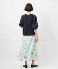 FMKGD05180 MICHEL KLEIN(ミッシェルクラン) 異素材スリーブカットソー ネイビー