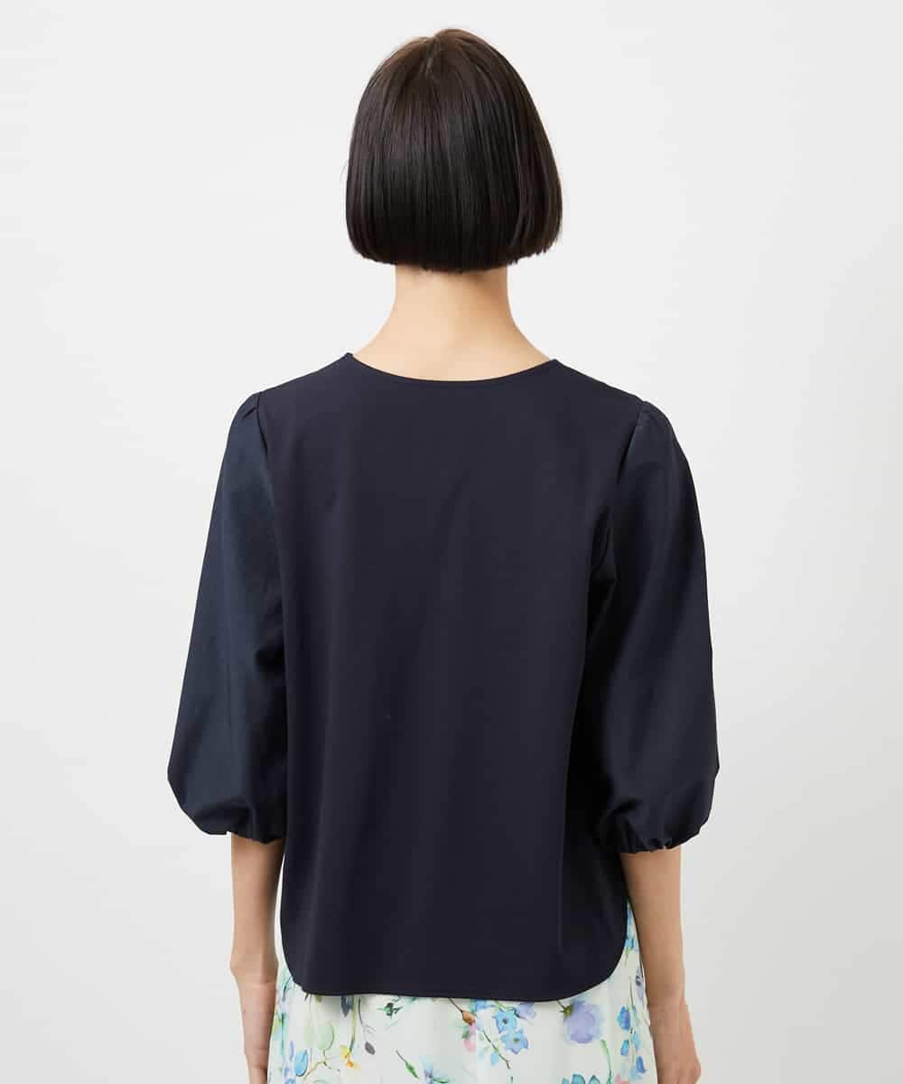 FMKGD05180 MICHEL KLEIN(ミッシェルクラン) 異素材スリーブカットソー ネイビー