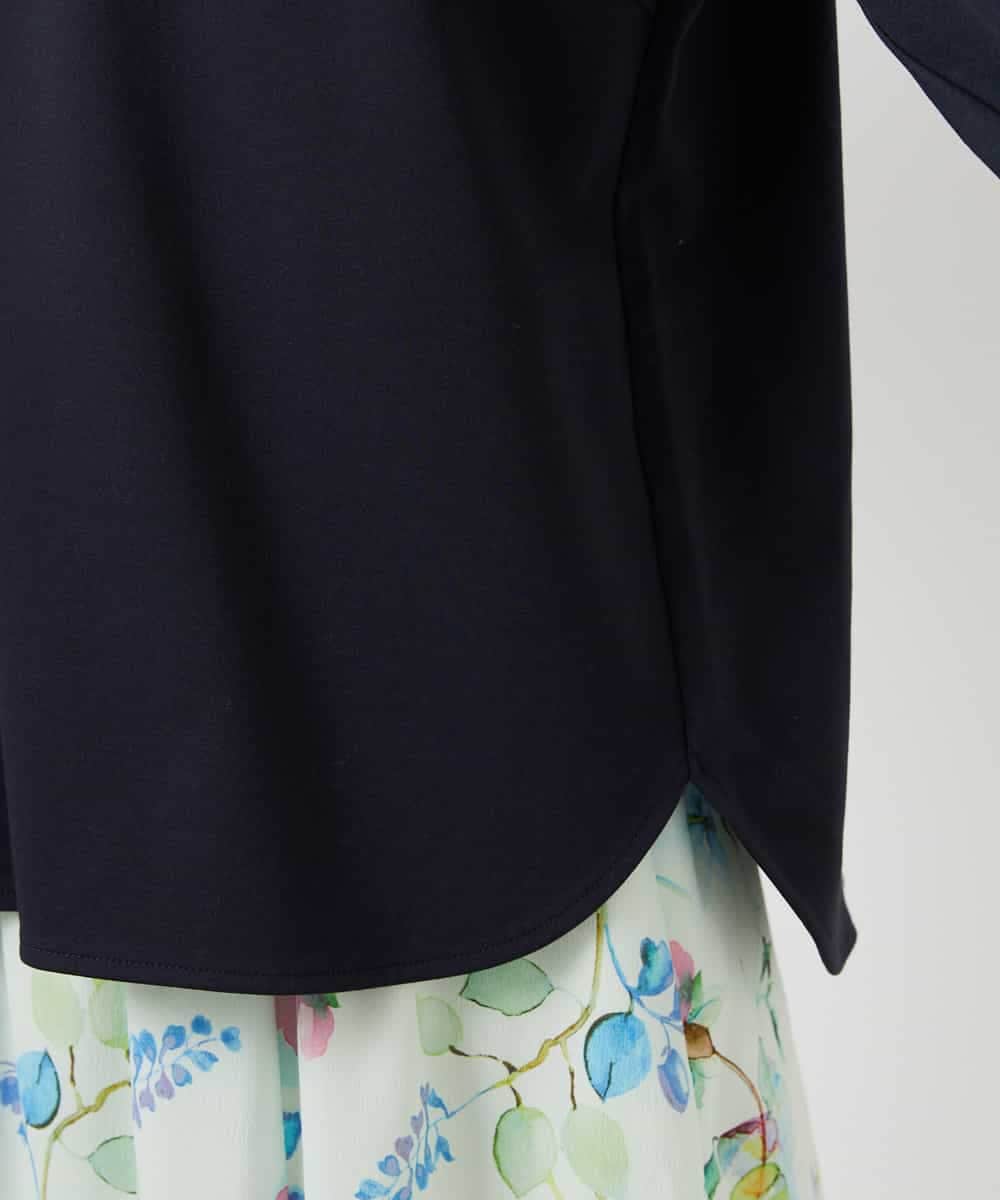 FMKGD05180 MICHEL KLEIN(ミッシェルクラン) 異素材スリーブカットソー ネイビー