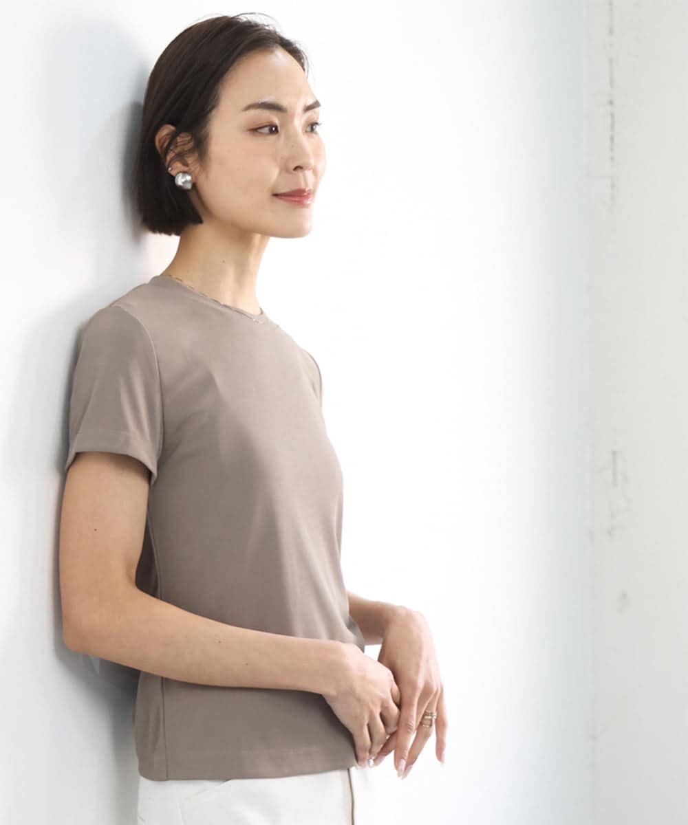 FMKGD07120 MICHEL KLEIN [遮熱効果素材]クリーンシルエットTシャツ