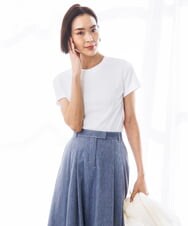 FMKGD07120 MICHEL KLEIN(ミッシェルクラン) [遮熱効果素材]クリーンシルエットTシャツ ブラック