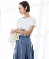 FMKGD07120 MICHEL KLEIN(ミッシェルクラン) [遮熱効果素材]クリーンシルエットTシャツ ブラック