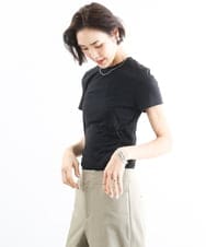 FMKGD07120 MICHEL KLEIN(ミッシェルクラン) [遮熱効果素材]クリーンシルエットTシャツ ブラック