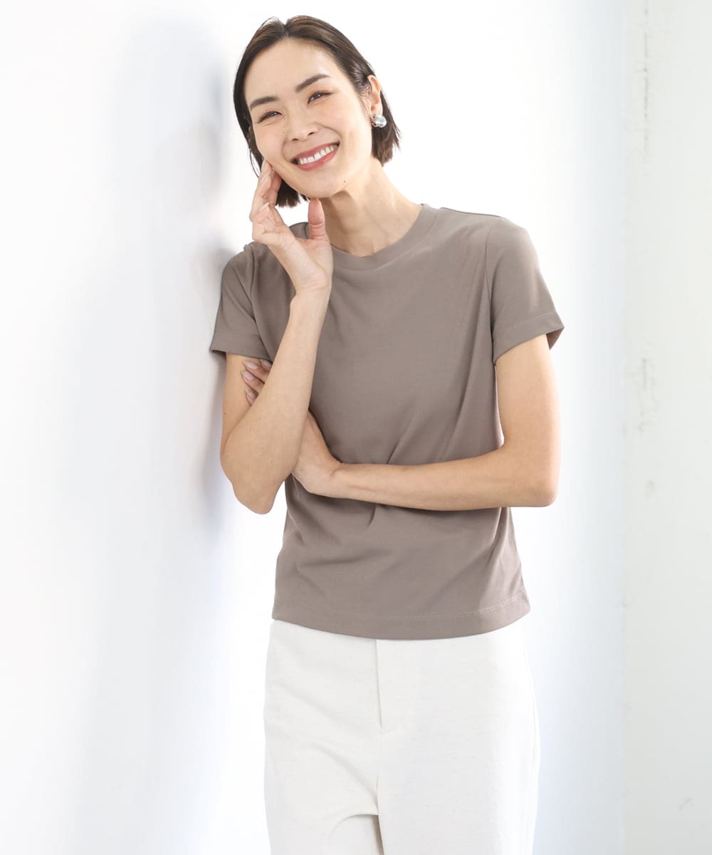 FMKGD07120 MICHEL KLEIN(ミッシェルクラン) [遮熱効果素材]クリーンシルエットTシャツ ブラック